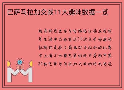 巴萨马拉加交战11大趣味数据一览